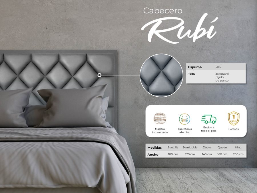 Brochure Cabeceros-Rubi Cabecero en tejido de punto con tapizado a elección.